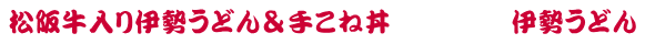 松阪牛入り伊勢うどん＆手こね丼　　　 　伊勢うどん